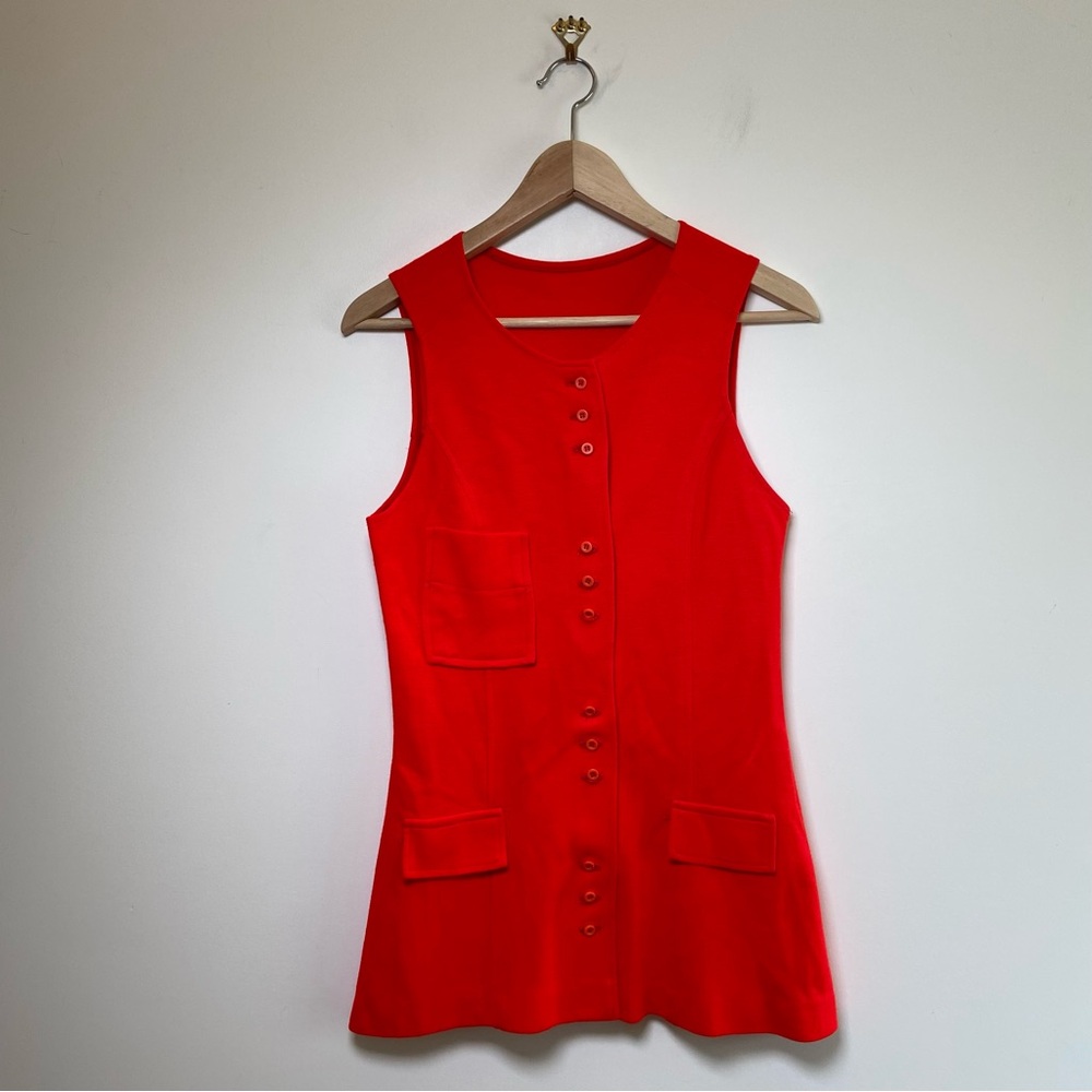 Vintage 60s Red Vest Top MCM Small